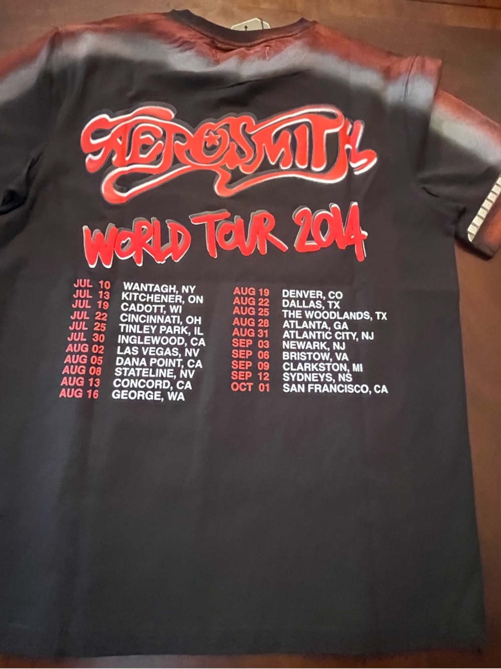 Aerosmith World Tour 2014 Graphic Tee - Black with Red Accents silver studs NWT